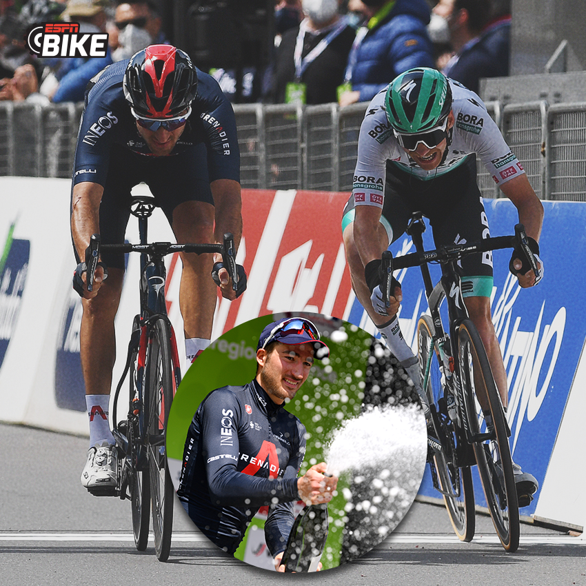 ESPNCiclismo's tweet photo. #ESPNBike 🔥 ¡Gianni #Moscon le ganó el duelo a Felix #Grobschartner y se quedó con la etapa 3 del #TourDeLosAlpes!
🔝 Simon #Yates continúa como líder de la general y el ecuatoriano Alexander #Cepeda manda en lo más alto de la clasificación de los jóvenes. https://t.co/7xW2cJYomV