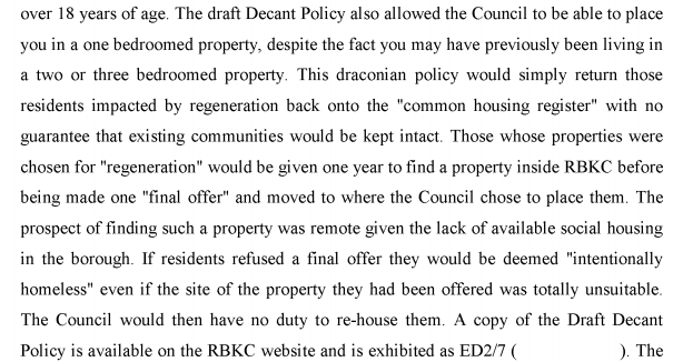 Here he describes the fears of the community being broken up and the estate demolished when he saw a 'decant policy' which meant they would not be guaranteed a home in the borough if it was 'regenerated'