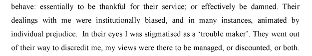 Here, he accuses the TMO of being institutionally biased towards him and stigmatising him as a trouble maker for raising legitimate concerns