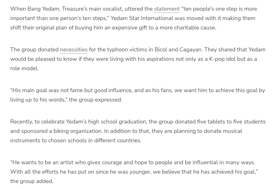 yedamaces's tweet photo. yedam was featured on a filipino article along with nct, hanbin and other kpop groups for being great influence and role models to their fans. proud is an understatement! 🥺🤍

#BANGYEDAM #방예담 @treasuremembers https://t.co/c2RLG4dXul
