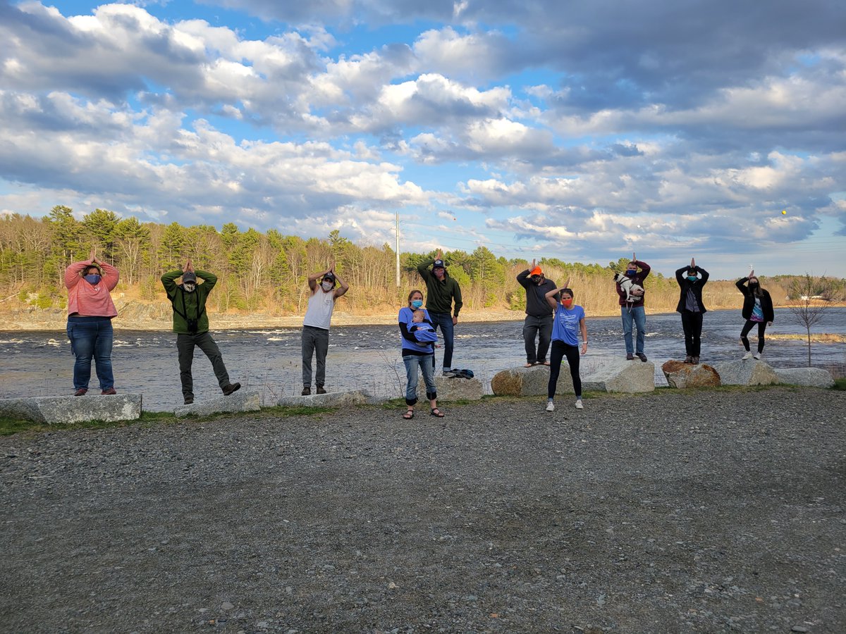 UMaineAFS's tweet photo. Our final meeting of the year! We celebrated with pizza and good company at the historic Veazie Dam site. It was great talking about the Penobscot River Restoration Project and all of the wonderful work we get to be a part of with aiding in the recovery of our diadromous fishes! https://t.co/9w5juNmKBW