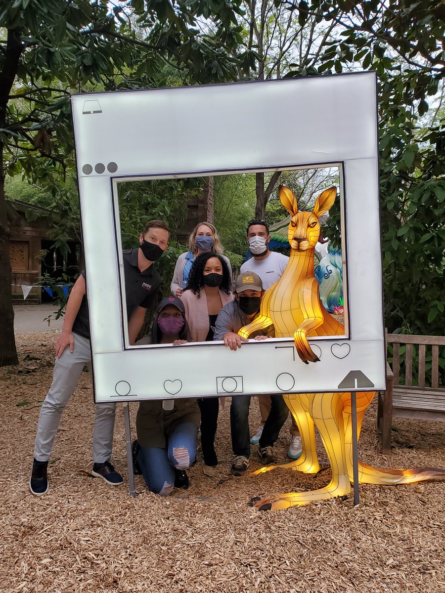 It's not everyday that you get to mask up and hang with this crew and a kangaroo.