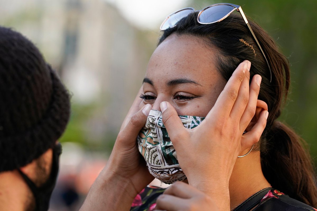 AJEnglish's tweet photo. Joy, tears and calls for change across the US after Derek Chauvin is found guilty of George Floyd's death — in pictures https://t.co/OEvhet483h https://t.co/JnildhzSrV
