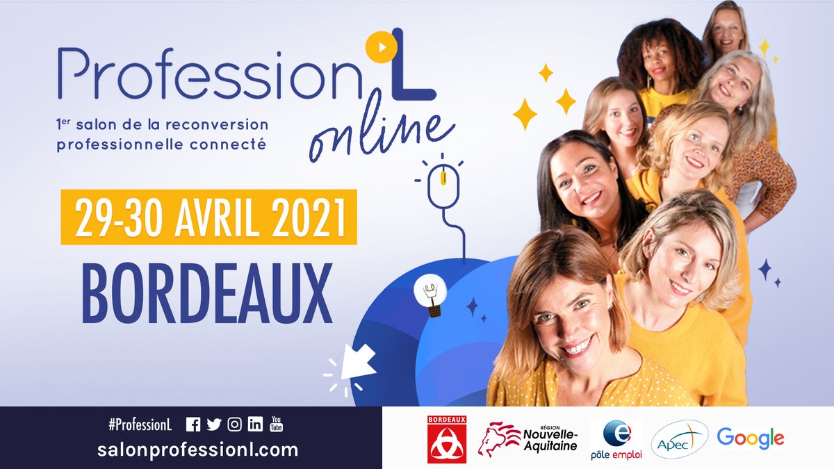 <a href="/CAAquitaine/">CA Aquitaine</a> participe au salon #ProfessionL Online, 2 jours de salon connecté pour accompagner les femmes dans leur reconversion professionnelle.
📅 RDV le 30 avril avec <a href="/gassie_saphore/">Claire Saphore@CAAquitaine</a> pour l’atelier « Le financement de mon projet entrepreneurial ».
 👉lnkd.in/drnEYX5