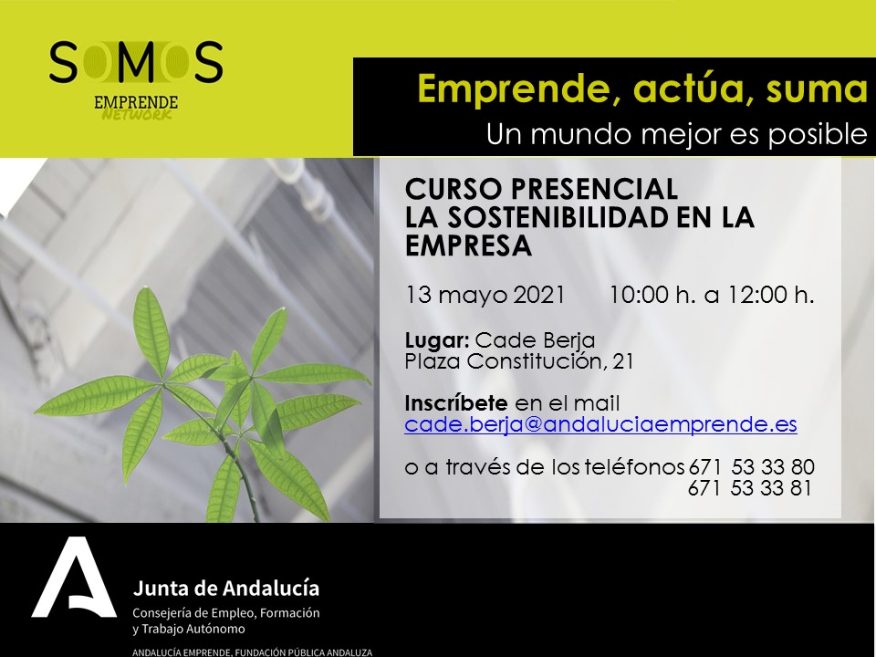 cadealmeria's tweet photo. 📌📢#FormaciónPresencial "La sostenibilidad en la empresa"
✍ Organizada por #CADEBerja
🗓️ Jueves 13/05 ⏰ 10 a 12h
🏡Plaza de la Constitución, 21-04760 #Berja (#Almería)
✍️ Inscripción:
☎️671533380/81 o
📩 cade.berja@andaluciaemprende.es.
#empresas #pymes #autónomos https://t.co/NwTERUdV5o