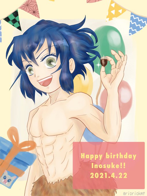 りおりお@🐗推しさんがTwitterに投稿した嘴平伊之助(鬼滅の刃)のイラスト。