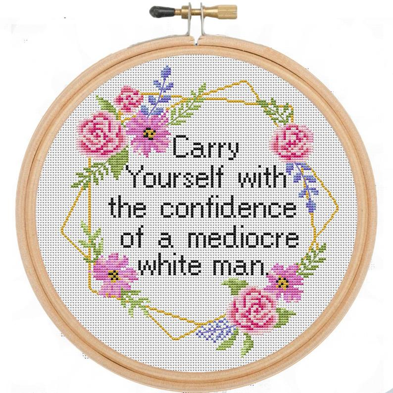 Hilarious! It's so true - women need to carry themselves with the confidence of a mediocre white man. Not a new saying, but still funny <a href="/Kathbum/">Katherine Ryan</a>  #AllThatGlitters #Feminism #MediocreWhiteMan #confidence