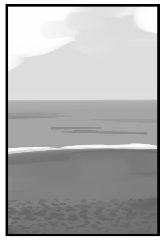 鎌倉の海を描こうかと思ったけどこの間行った辻堂の海の写真しか手近になかった。江ノ島の影の位置さえわからなければあんま区別は付かない 