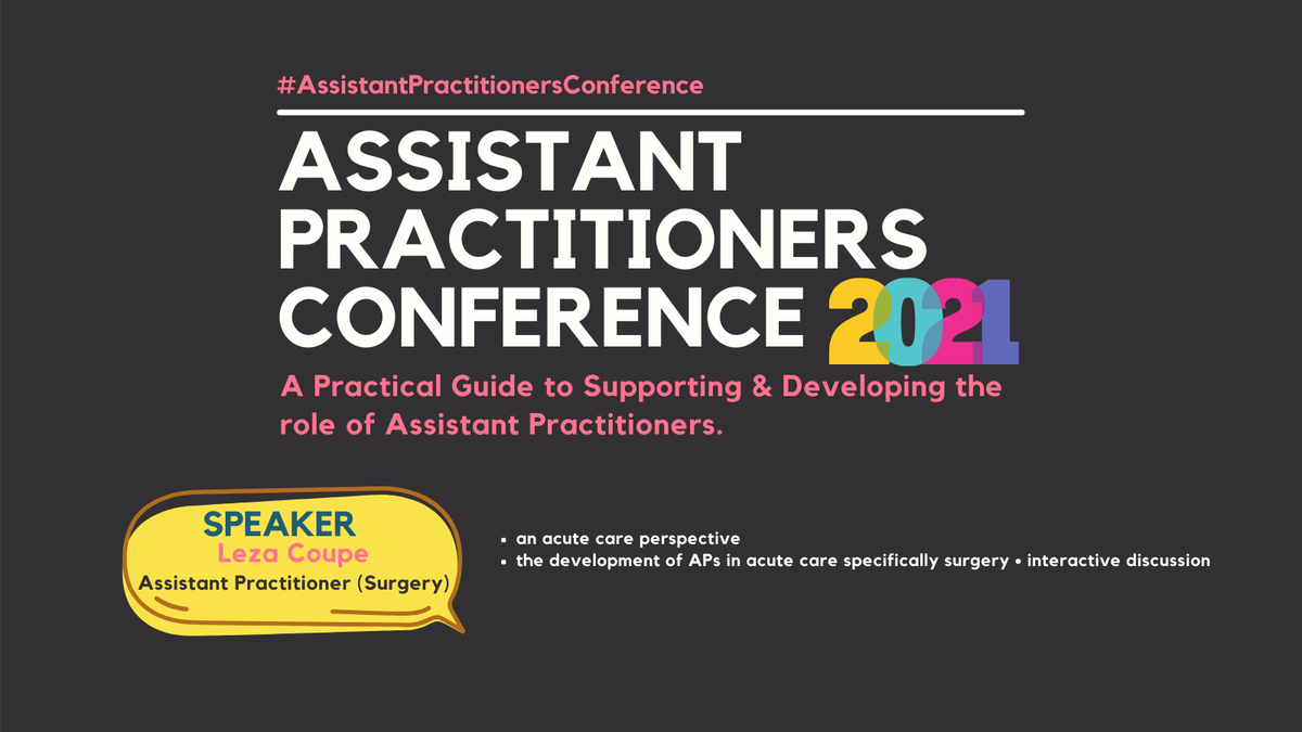 WeAPS_NHS's tweet photo. The #AssistantPractitioners Conference 2021: Speaker introduction - Leza Coupe
Assistant Practitioner (Surgery) #AssistantPractitionersConference.
Learn more here https://t.co/Q0yBmhDHXX https://t.co/CjSC9Slb1Q