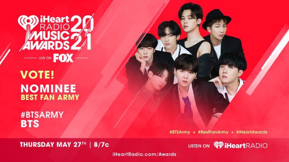 Army_vote_0613's tweet photo. iHeart RADIO MUSIC AWARDS 

✔️BEST FAN ARMY 부분✔️

#BTSARMY #BestFanArmy #iHeartAwards

아미분들의 많은 리트윗과 멘션을 부탁드립니다

@BTS_twt https://t.co/ec4sbBwXjT