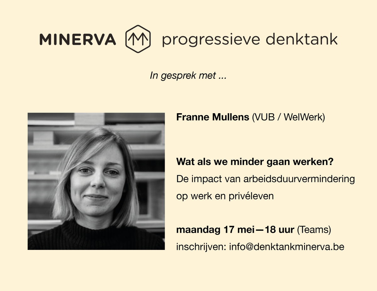 Wat als we minder gaan werken? Wat is de impact van #arbeidsduurvermindering op werk en privéleven?

We gaan er maandag 17 mei over in gesprek met @MullensFranne van <a href="/welwerk/">Welwerk</a> / <a href="/torgroep/">Torgroep</a> <a href="/VUBrussel/">VUB</a>.
