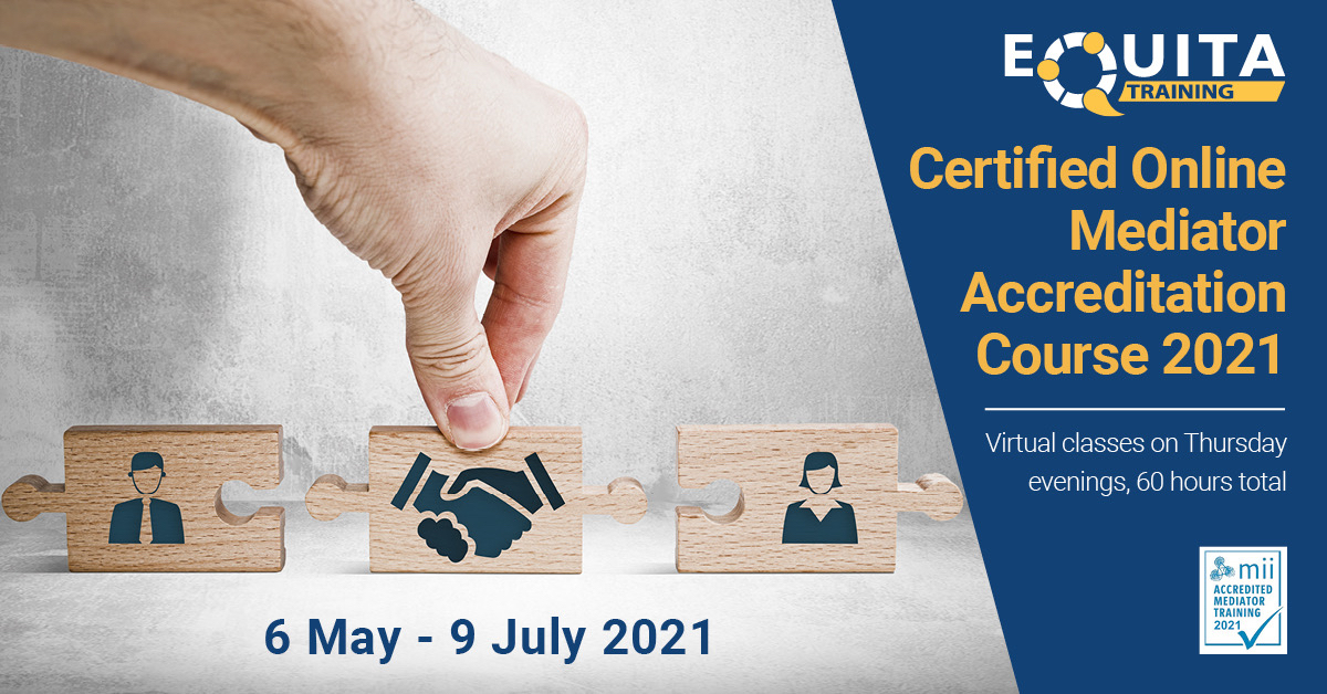 Have you registered for the 2021 Certified Mediation Training course? This course offers participants an interactive way to implement positive changes to their approach in work focused negotiations &amp; mediation. 
Book your place today: hhttps://lnkd.in/e_dTx_b
#mediation #business