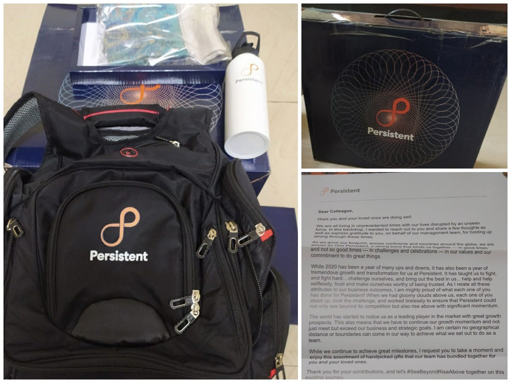 ImVWalke's tweet photo. We are Persistent !
Thank you for the lovely gift @Persistentsys to bring smiles on our face in this tough period 😀
#ResilienceGift
#LifeAtPersistent
#SeeBeyondRiseAbove
#WeArePersistent https://t.co/Ee7vSA0t3b