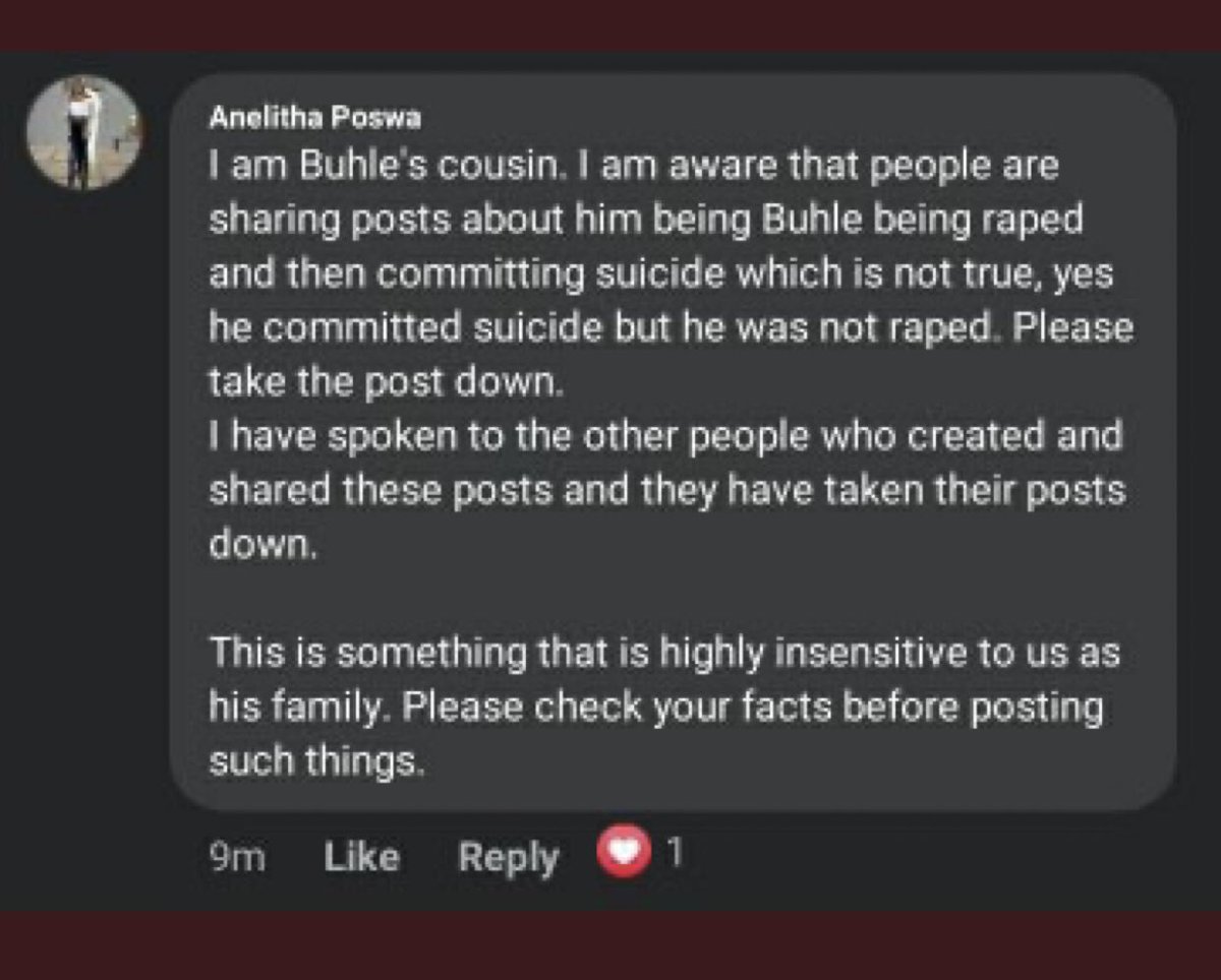 Gay people are on a rampage and will always blame straight man for their misfortune. This is nonsensical and will make it hard to take them serious on real cases. And your wannabe gay influencers just run with their nonsense without verifying. #justiceforBuhlePoswa