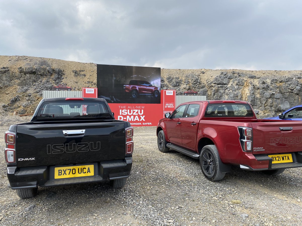MartinWard_Cars's tweet photo. In a huge quarry near Buxton for the @Isuzuuk #NewDMax launch.. we are having a press presentation and product briefing, sat in our pick-ups watching it on a Big-Screen.. Isuzu have kindly supplied a bag of sweets and popcorn for the duration of the show... https://t.co/yXAjAzqrMS