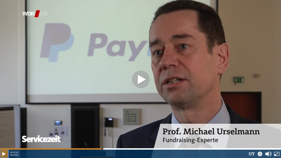Urselmann's tweet photo. @WDR Servicezeit berichtet (ab Minute 00:09:20): #Online-#Spenden über @PayPal werden immer beliebter. Danke an Jens Gerke! https://t.co/syPv0ZFkUC #fundraising #fundraisingtwitter https://t.co/OoE0TrZ9gE