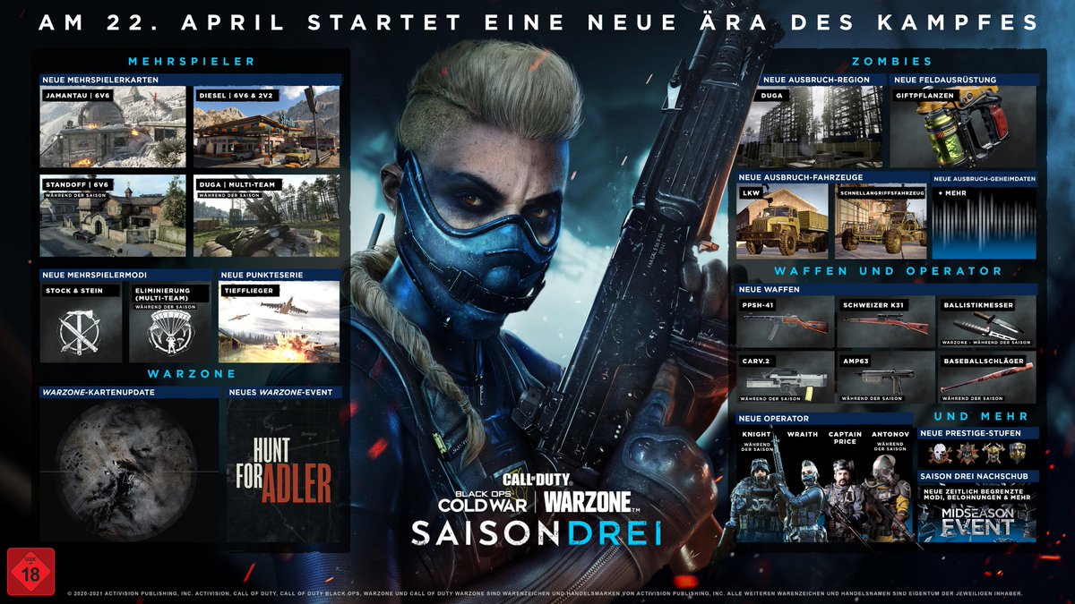 PlayStationDE's tweet image. Morgen geht's los! 🔥

#BlackOpsColdWar und #Warzone gehen in die nächste Runde → bit.ly/3sD3IRA