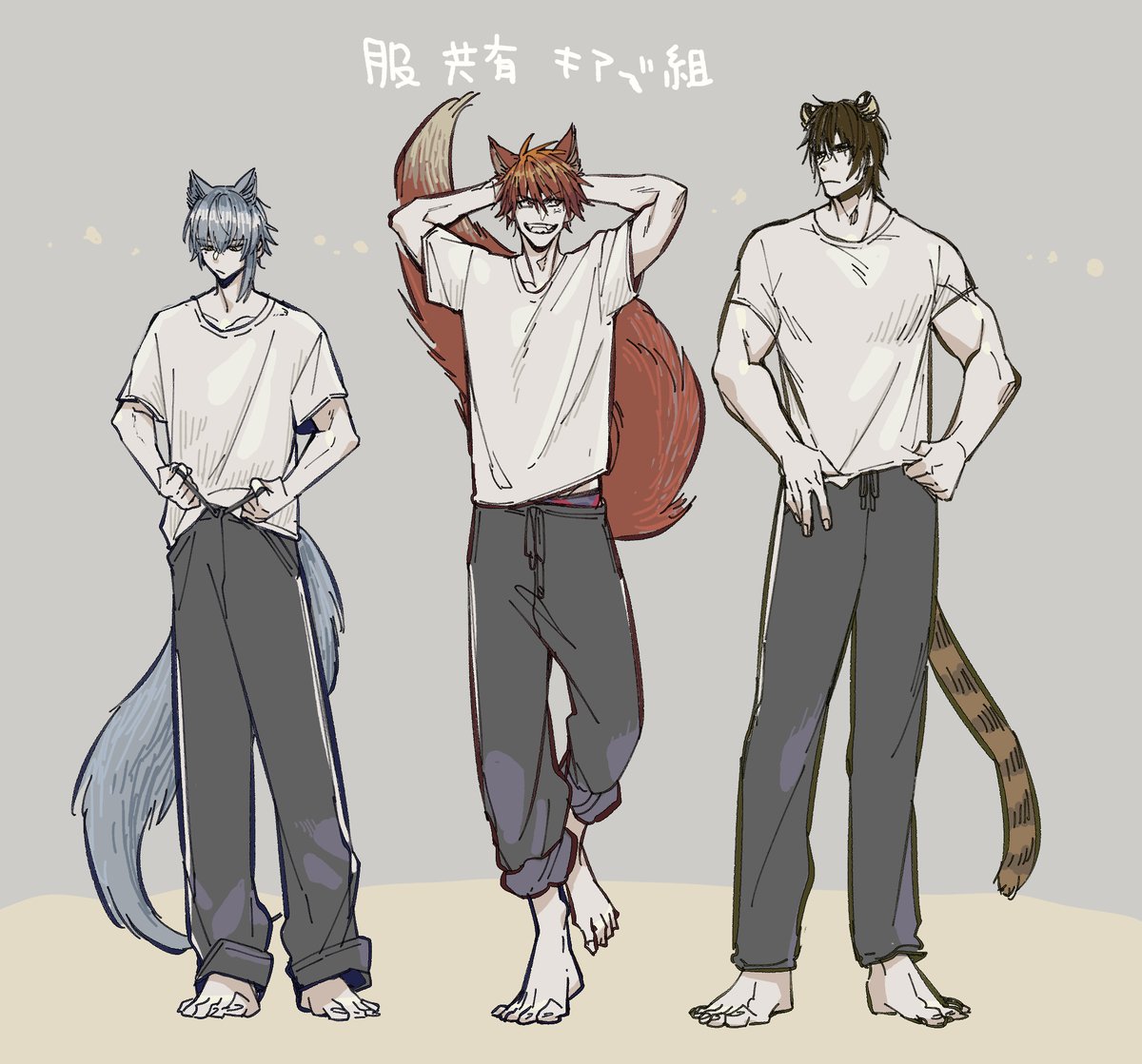 「???
とりあえずTシャツジャージ着せたら学生感すご 」|裸繋ぱぁかぁのイラスト