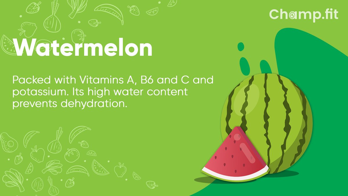 Champfitt's tweet photo. With temperature rising everyday this summer 🌤️, it's important to stay hydrated & healthy. These summer fruits can help you stay up & about during these harsh summer days! 🍉🥭
For more health tips & ticks follow @Champfitt
#champfit #ImmunityforLife #nutrition #health https://t.co/AYW3sZ895h