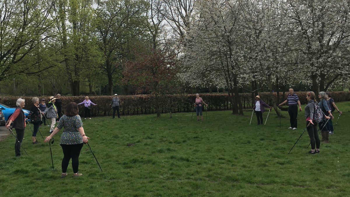 Finally! Our first group #NordicWalking session in Wythenshawe Park in 13 months. Really good to see everybody yesterday.

@GmWalks @GmMoving @buzzmanc @HealthySouthMCR @GMMH_NHS @McrWF @BrookNorthINT  @intouchwyth @Wythenshawerep @WarriorsWaste