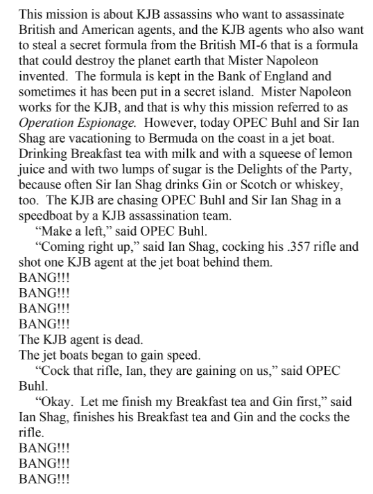 Operation Espionage is the first time we hear about the Delights of the Party and it won't be the lastRoger's bio now claims he's a journalist for the London Times