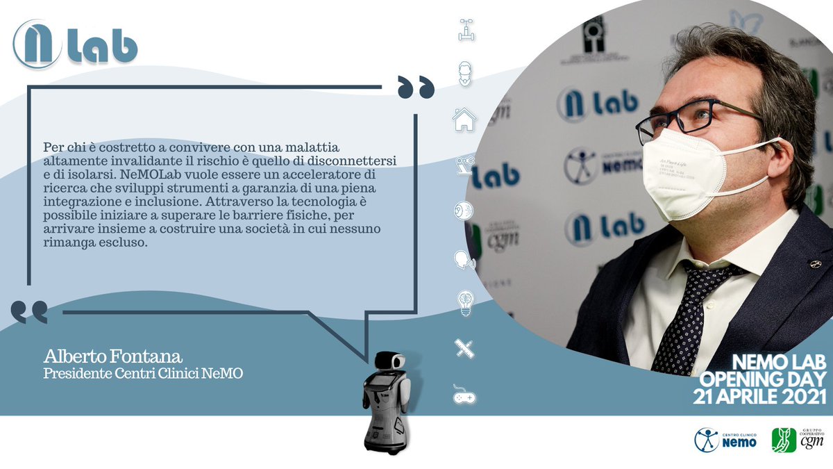 🎦 In diretta live dall'opening day di #NeMOLab!
Con <a href="/CentroNemo/">Centro Clinico NeMO</a> <a href="/NemoSud/">CCNemoSud</a> @aislaonlus @Telethonitalia <a href="/Slanciamoci/">Slanciamoci</a> <a href="/UILDMnazionale/">UILDM Dir. Naz.</a> <a href="/famigliesma/">famigliesma</a> <a href="/FVM_Official/">FVM</a> <a href="/ospniguarda/">Ospedale Niguarda</a> <a href="/RegLombardia/">Regione Lombardia</a> @GRUPPO_CGM <a href="/CNRsocial_/">CNR Consiglio Nazionale delle Ricerche</a> <a href="/googleitalia/">googleitalia</a> <a href="/Assolombarda/">Assolombarda</a> <a href="/Cluster_LLS/">Cluster LLS</a> <a href="/CampusBioMedico/">UCBM</a>
#stoconnemo