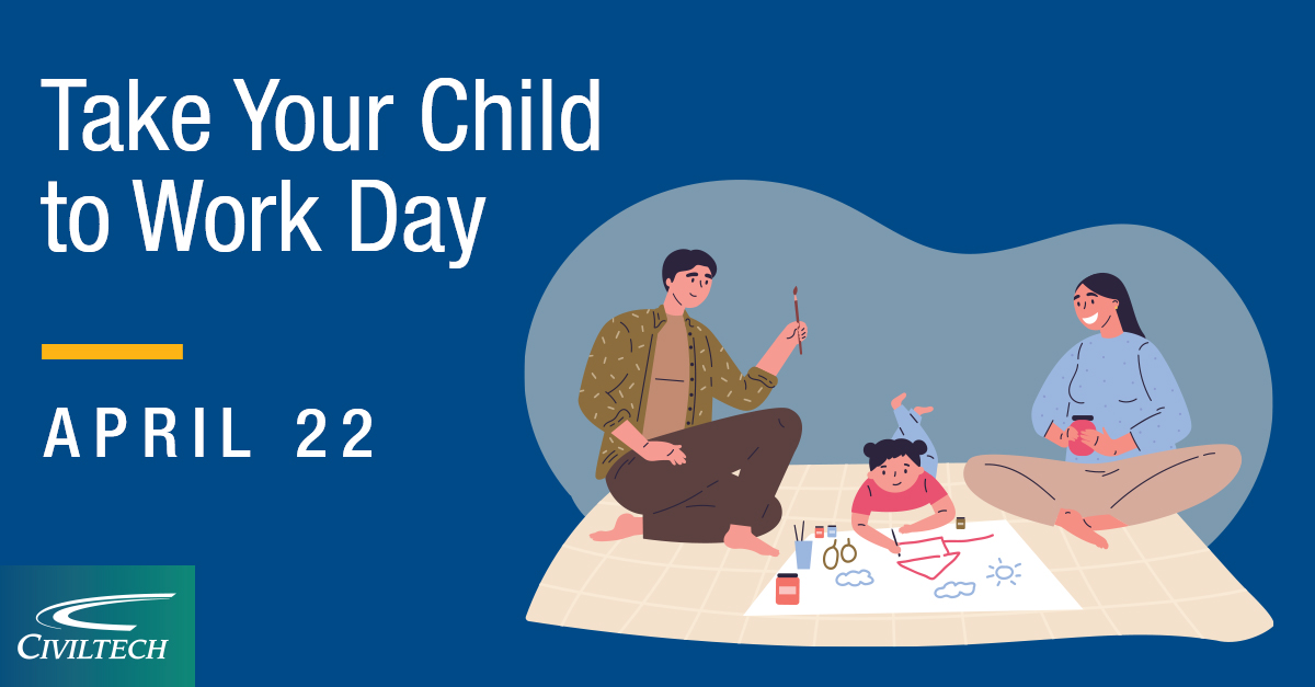 Civiltech_Inc's tweet photo. April 22 is Take Your Child to Work Day (#TYCWD). To celebrate TYCWD, we shared a collection of STEAM-related activities that Civiltech families can do at home. https://t.co/D2GmgRK8CK