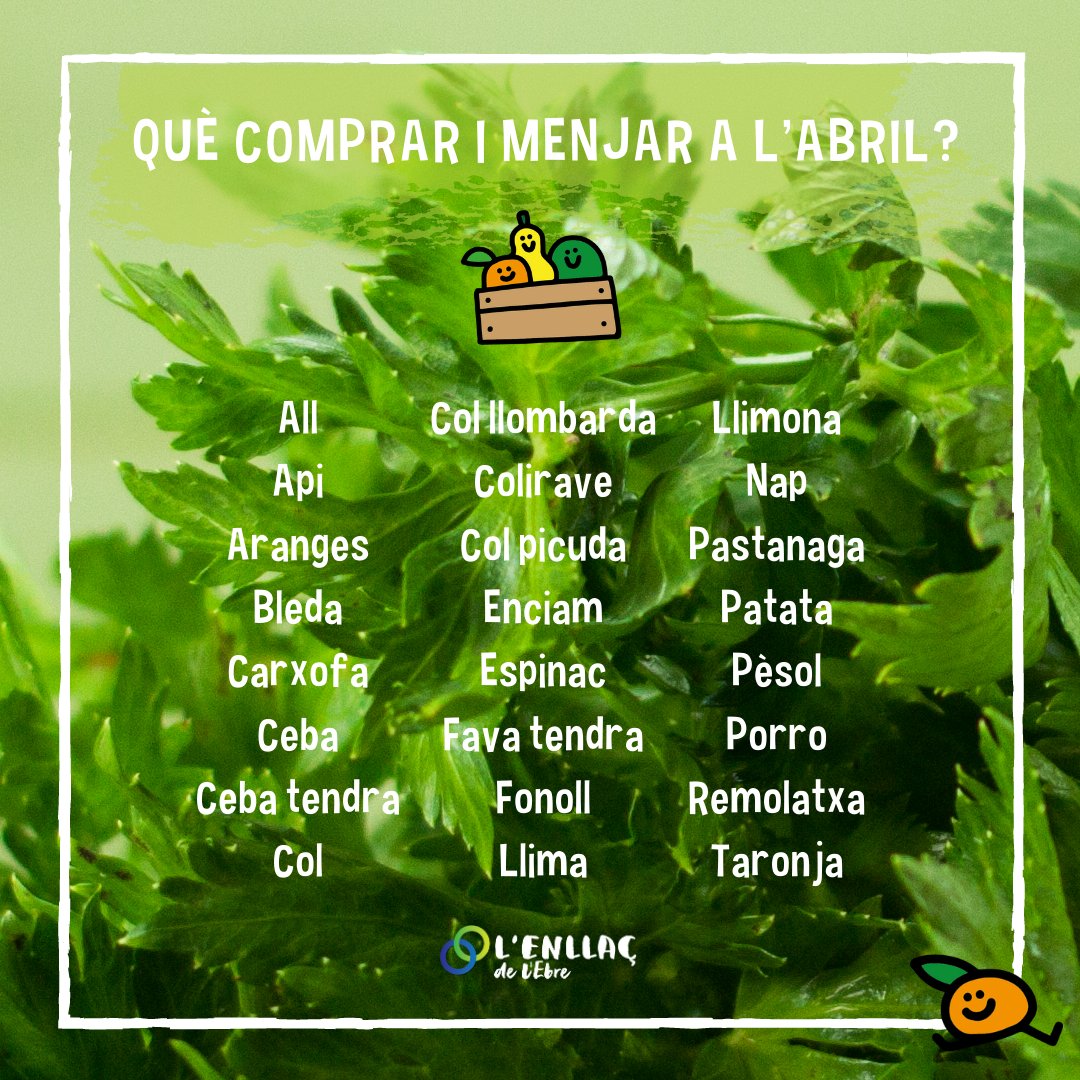 🥬 Mentre esperem la temporada de les fruites d'os, que començarà en unes setmanes amb les nostres estimades cireres, aquí us deixem els imprescindibles d'abril.

🍽 Quins són els vostres preferits? Com us agrada cuinar-los?

#SomEbre #somterritori #productesdetemporada