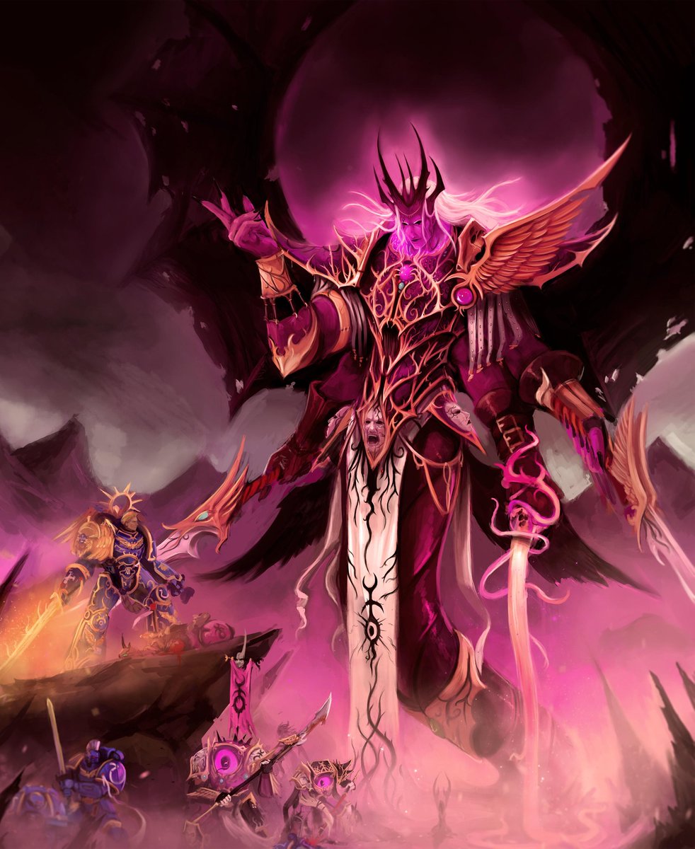 goodbye725's tweet photo. @bigbadmeatball @crane_cheerful @joshua_spring1 @LeaMaric In Warhammer people become physical warped by following chaos, so Slaanesh worshippers usually end up looking like freaks regardless of how beautiful they may have been. Case and point, Fulgrim: https://t.co/Oc8RkMaUQf