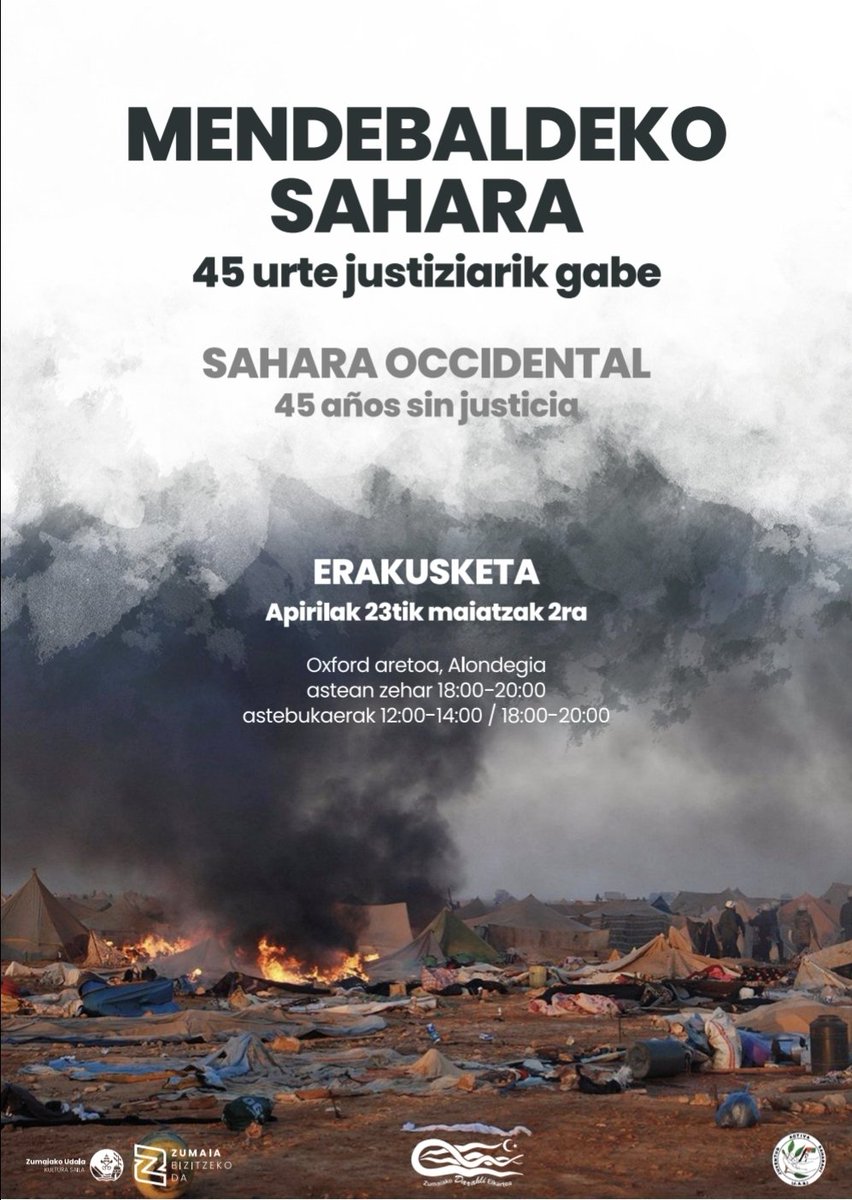 #SoloSonPeces inaugurará un programa de actividades sobre el #SaharaOccidental organizado por @darahli. ¡Nos vemos en Zumaia!
 🗓️23 de abril 
 ⏰19:00h
 📍Sala Oxford (Alondegia)