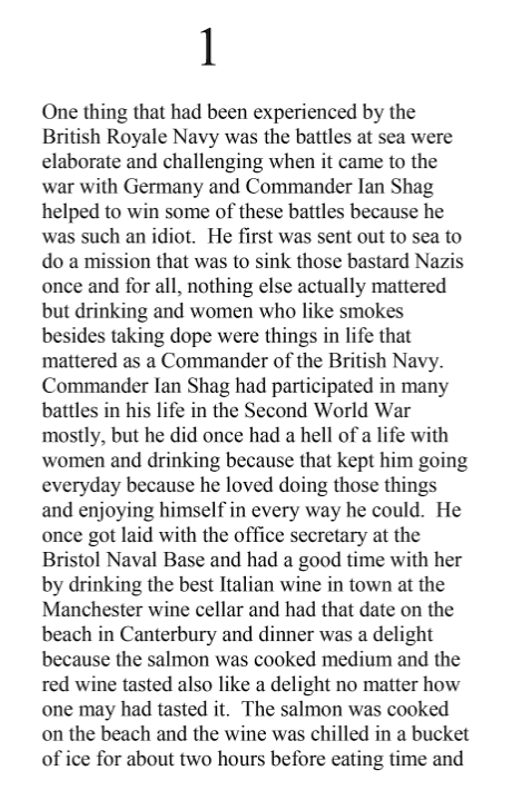 And here's our introduction to Ian Shag, idiot in war and in love