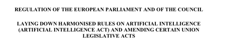 European proposal for an  #AI regulation is here. Will require transparency, so explainable AI? Some uses of AI prohibited. Also the first law that regulates and allows the use of deepfakes.  https://ec.europa.eu/newsroom/dae/document.cfm?doc_id=75788