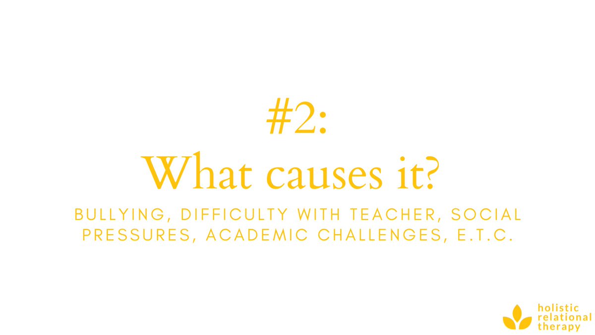 There's no one cause for this anxiety. It can be the school environment & pressures, a child's modelling a parent's anxiety, life circumstances like divorce, relocation, losing a parent or even genetics.