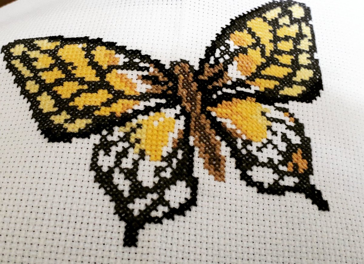 Working on my butterfly this morning.
#HandcraftedByMaxineB #supportsmallbusiness #handmadecraftsforsale  #Crossstitch, #DMC #Butterfly #swallowtailbutterfly