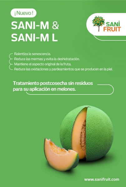 poscosecha's tweet photo. 🆕#SANI-M y #SANI-M L, nuevo tratamiento poscosecha sin residuos para melón DE @Sanifruit1 🍈
➡️ Formulados a base de extractos #vegetales alimentarios, para su aplicación en #drencher y en línea ✅
➕INFO 👉https://t.co/30i8cvVsJZ
#poscosecha #postcosecha #postharvest https://t.co/02wLjFQ94F