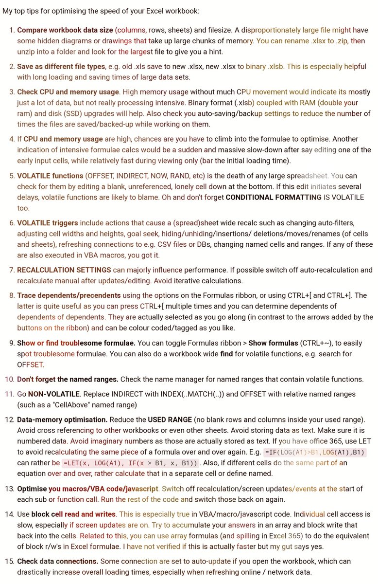 My top 15 tips for speeding up a slow and large <a href="/msexcel/">Microsoft Excel</a> workbook! Anyone with some additional tips?