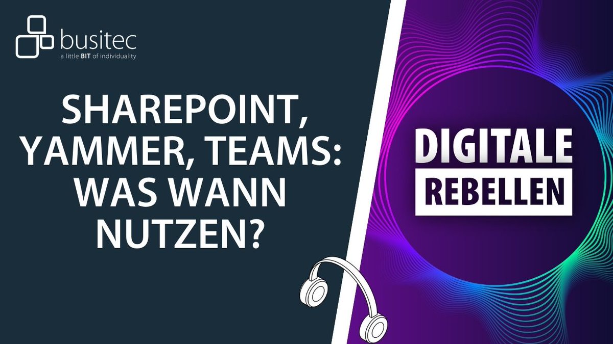 busitecGmbH's tweet photo. Die aktuelle Podcast-Folge ist online. 🎙️Wir bringen Licht in den Collaboration-Dschungel. ☀️ #SharePoint, #yammer oder #MicrosoftTeams? Watch and hear! 😀
https://t.co/Wg5KAc15sc  #collaboration #podcast #podcasts #outnow #digitalerebellen https://t.co/3nCWGL49ux