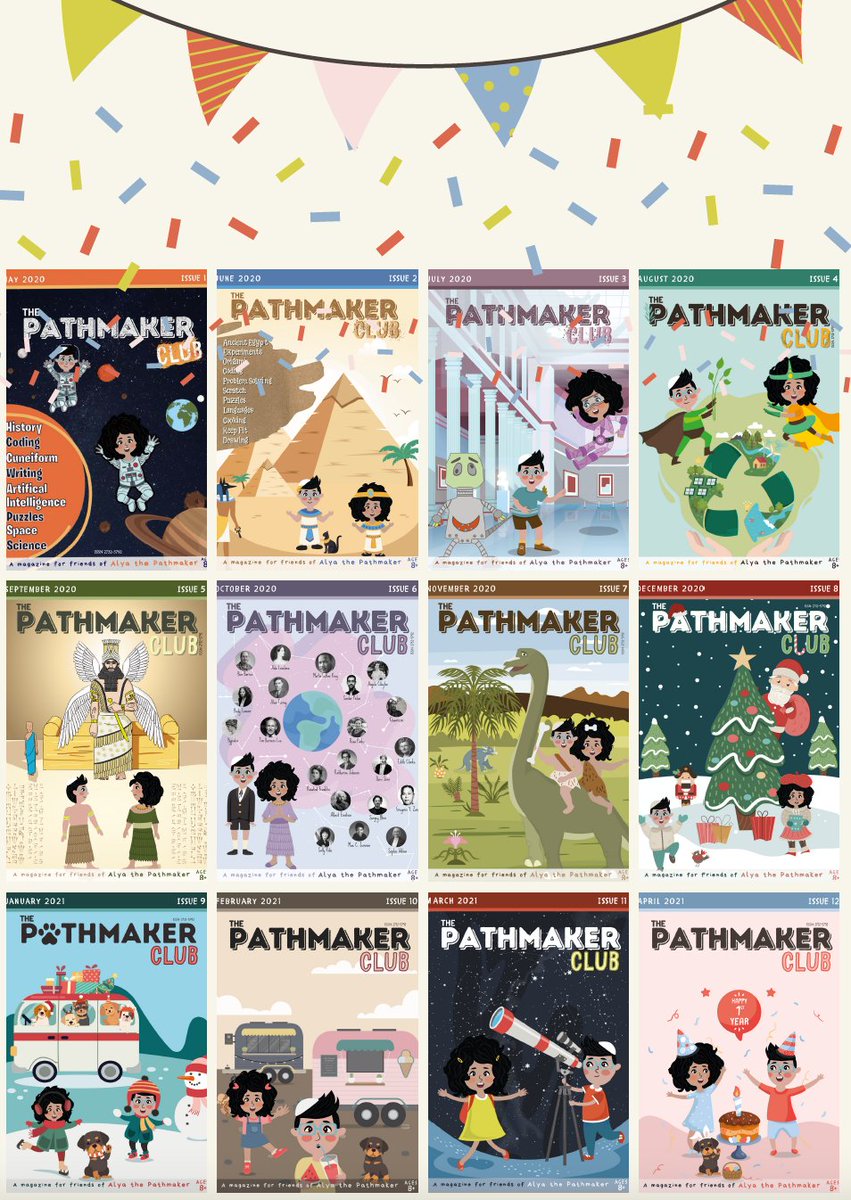 Happy 1st Birthday to our #free #PathmakerClub #magazine for #children 🥳 #CreativityandInnovationDay #edutwitter #education #reading #childrensbook #AlyathePathmaker #STEM #coding #History #Science #space #Scratch #Robotics #learning #PGCE #NQTs #teachers