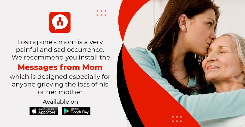Losing one's mom is a very painful and sad occurrence. We recommend you install the Messages from Mom app which is designed especially for anyone grieving the loss of his or her mother.

apple.co/3oRnqqK
bit.ly/2O7Zwuv

#textmom #virtualmom #MessagesFromMom