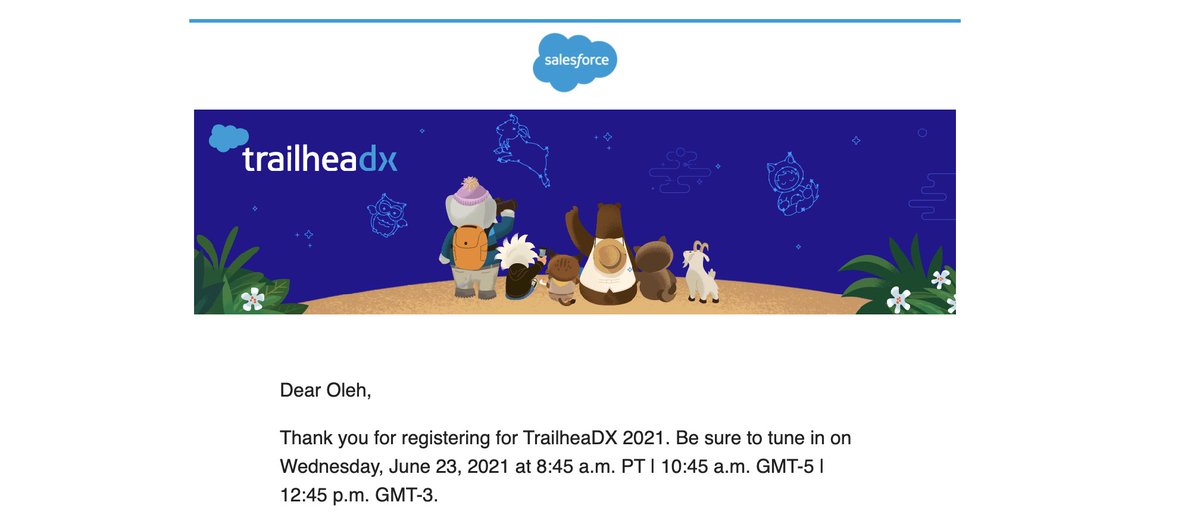 #TrailheadDX is coming! Go ahead and book your ticket at  salesforce.com/trailheadx/ now! #TDX21