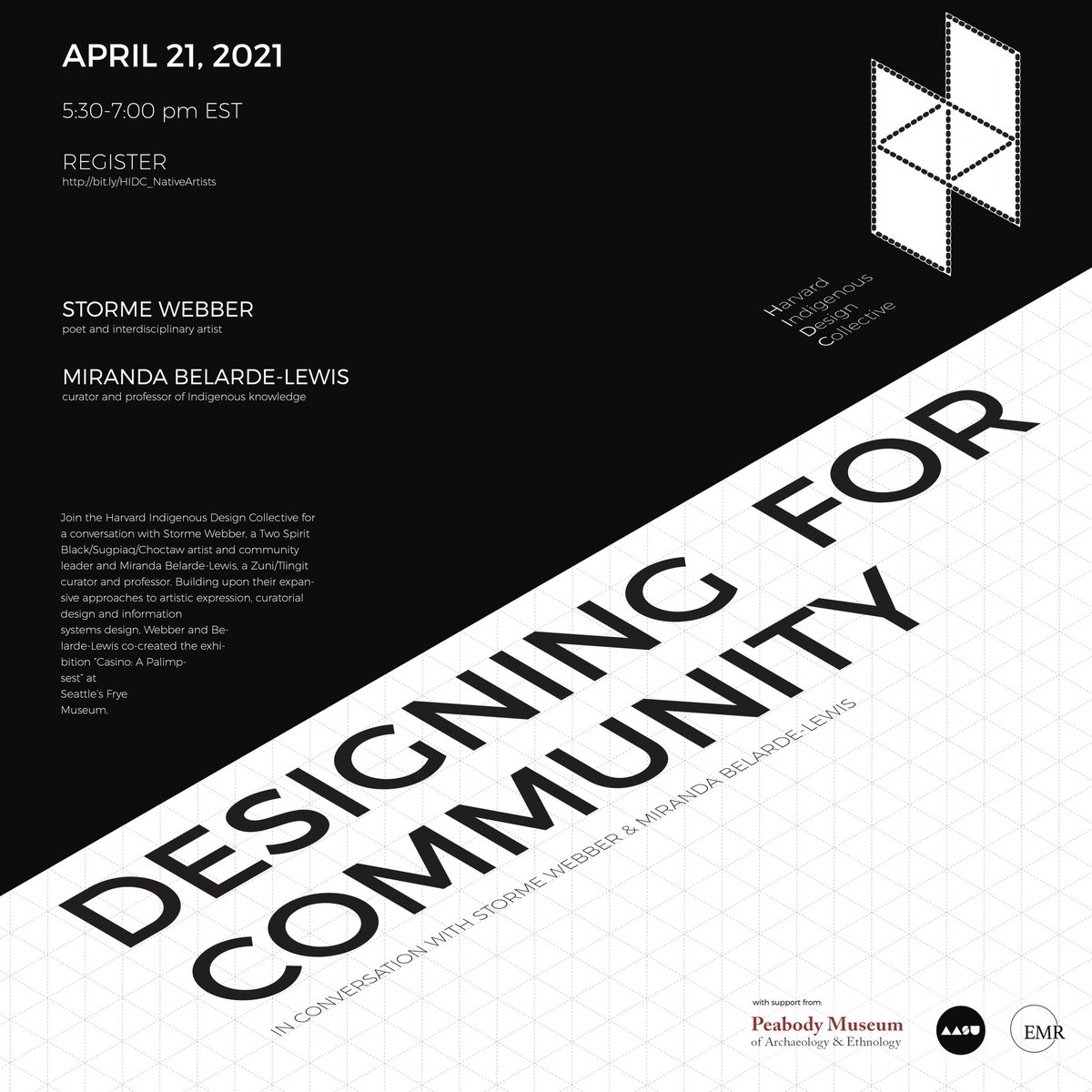 TODAY @ 5:30 EDT: Storme Webber a poet &amp; interdisciplinary artist of mixed Afro-Indigenous (Choctaw, Sugpiaq) heritage, will discuss her practice &amp; exhibition “Casino: A Palimpsest” w/ curator, Miranda Belarde-Lewis (Zuni, Tlingit) of the <a href="/uwash/">鷲山直己</a> harvard.zoom.us/j/93513569451