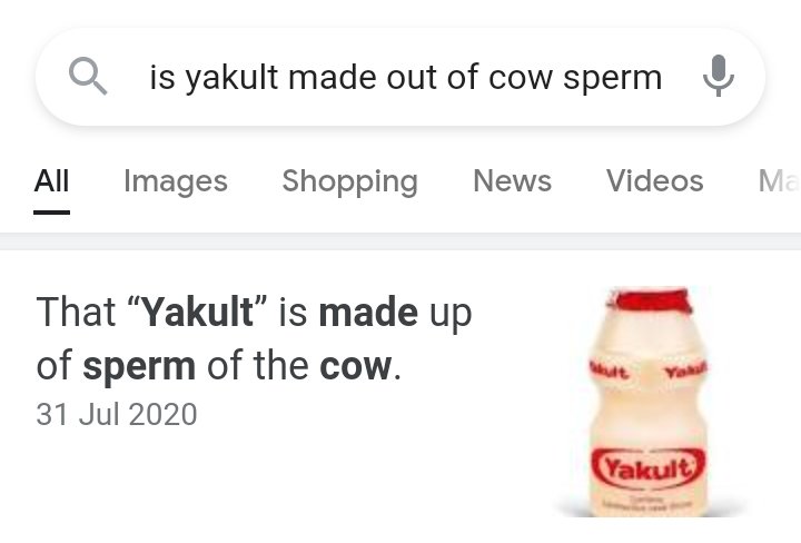 Yakult is made of sperm of cow