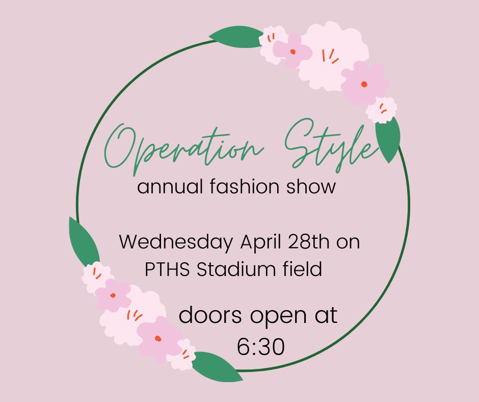 our annual fashion show is in ONE WEEK!! Join us at stadium field next Wednesday for live music, raffles, and a great fashion show! $3 general admission and $2 for students

We can’t wait to see you there!! <a href="/pthsnation/">Pequannock Township High School</a>