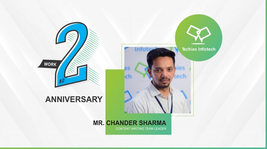 techiesinfotech's tweet photo. Techies Infotech is thrilled to congratulate Chander Sharma, Content Writing Team Leader, for completing two amazing years with us. And with this, we wish to celebrate many more work anniversaries together.
#TechiesInfotech #techies #techie #iamtechie #team #workanniversary https://t.co/8lXppZsehr
