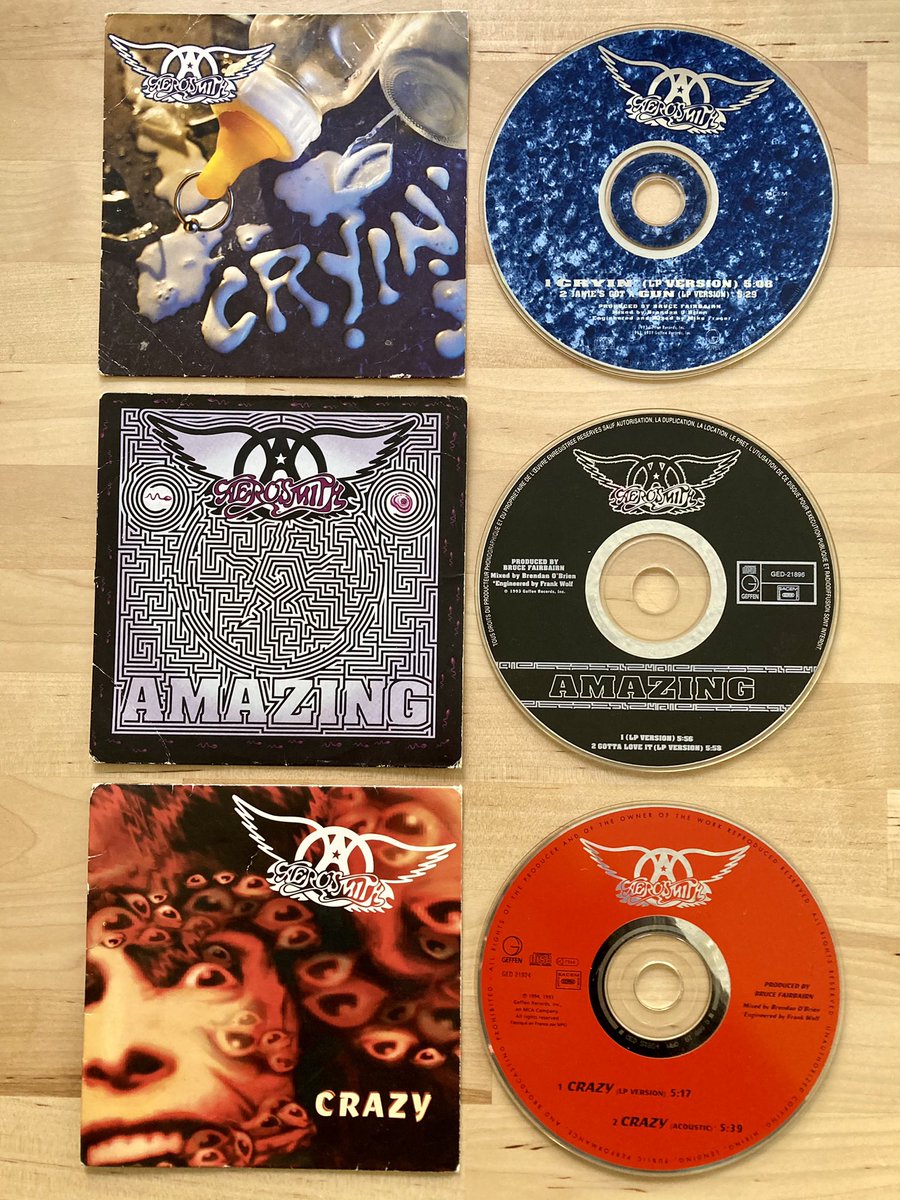 En vérité les 3 premiers enregistrement officiels que j'ai possédés de  @Aerosmith ont été ces CD 2 titres (avant l'album complet en K7). Ils ont été le point de départ d'une grosse collection dédiée au groupe.