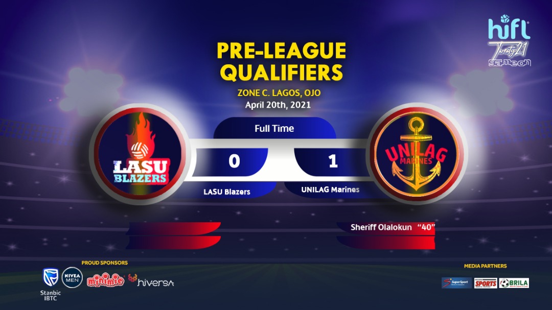 FULL TIME RESULT 

<a href="/LASUBlazers_/">LASU Blazers</a> 0  VS <a href="/UNILAGMarines/">#HiFL2020</a> 1 

#HiFLQualifiers
#HiFLNigeria
#HiFL2021