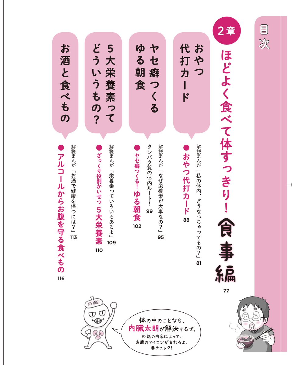 ?もくじはコチラです!

(運動・食事・睡眠)がテーマのお役立ち・健康図解マンガ。

ずぼらな2人が各専門家に取材した「体メンテ方法」を実験します
「なんでコレがカラダに効くの⁉️」な仕組みもわかりやすく解説してます〜✊

全体のページの比率は、運動2・食事1・睡眠1くらいです #体メンテ 