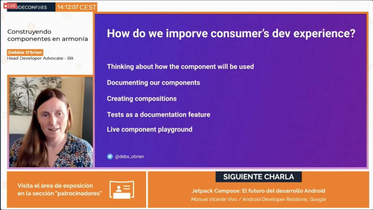 conchaasensio's tweet image. Me ha encantado la charla de @debs_obrien sobre el desarrollo con componentes en la #codeconf21es 🤩