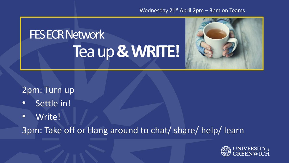 ecrfesGreenwich's tweet photo. A very simple programme for this afternoon: Tea up and write! https://t.co/tmLlaoQevg
