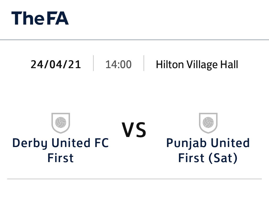 Next up in the cup we travel to Hilton to face <a href="/DerbyUnitedFC/">Derby United Football Club</a> 

Back to the usual 2pm kick off slot!